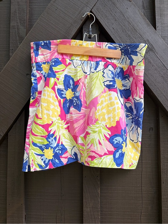 Rafaella Pants - Bright Floral Pineapple Print Skort- Pink,‎ Blue, Yellow